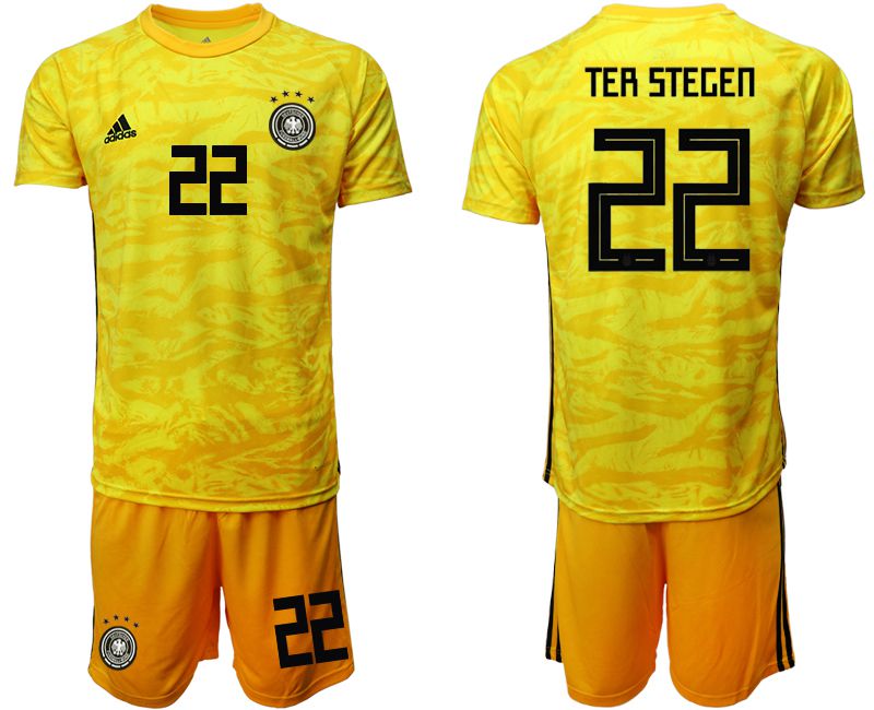 Men 2019-2020 Season National Team Germany yellow goalkeeper #22 Soccer Jerseys->->Soccer Country Jersey